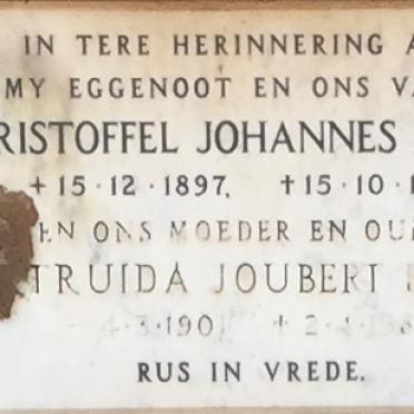 BASSON Christoffel Johannes 1897-1971 Gertruida Joubert 19011982