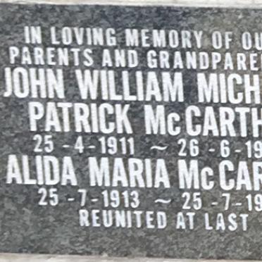 McCARTHY John William Michael Patrick 1911-1973 &amp; Alida Maria 1913-1996