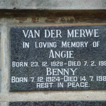 MERWE Benny, van der 1924-1986 &amp; Angie 1928-1985