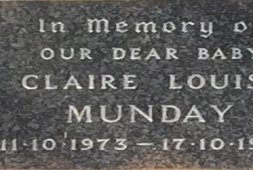 MUNDAY Claire Louise 1973-1973
