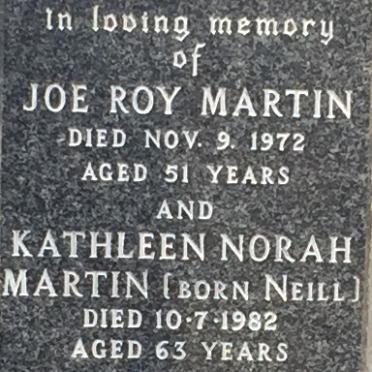 MARTIN Joe Roy -1972 &amp; Kathleen Norah NEILL -1982