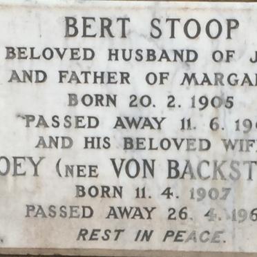 STOOP Bert 1905-1965 &amp; Joey VON BACKSTRÖM 1907-1966
