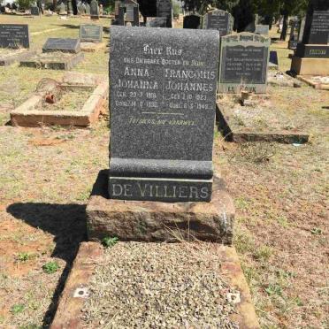 VILLIERS Francouis Johannes, de 1923-1949 &amp; Anna Johanna 1918-1930