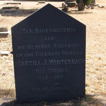 WINTERBACH Martha J. nee STEYN 1882-1911