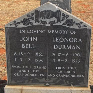 BELL John 1865-1956 :: DURMAN Leonora 1901-1976