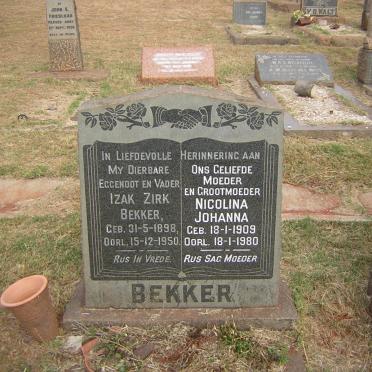 BEKKER Izak Zirk 1898-1950 &amp; Nicolina Johanna 1909-1980
