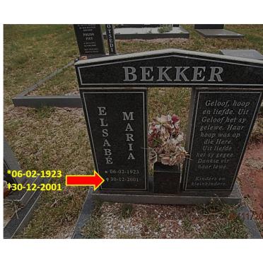 BEKKER Elsabé Maria 1923-2001