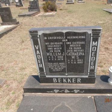BEKKER Willem J. 1896-1978 &amp; Catharina W.S. MEYER 1893-1980
