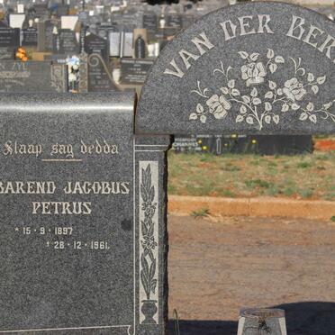 BERG Barend Jacobus Petrus, van der 1897-1961