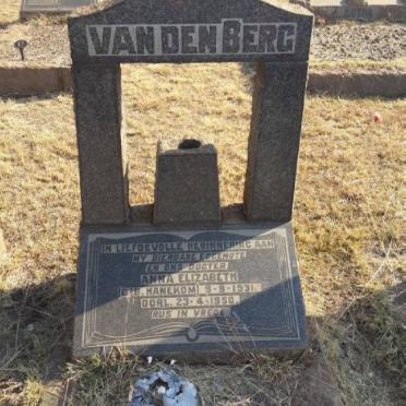 BERG Anna Elizabeth, van den nee HANEKOM 1931-1950