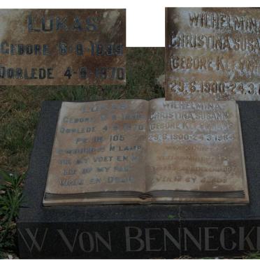 BENNECKE Lukas, W. von 1899-1970 &amp; Wilhelmina Christina Susanna KLEYNHANS 1900-1984