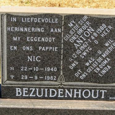 BEZUIDENHOUT Nic 1940-1982 :: BEZUIDENHOUT Anton 1967-1988