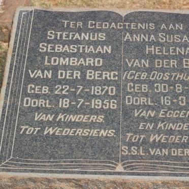 BERG Stefanus Sebastiaan Lombard, van der 1870-1956 &amp; Anna Susanna Helena OOSTHUIZEN 1879-1952