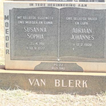 BLERK Adriaan Johannes, van 1909- &amp; Susanna Sophia 1911-1977