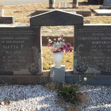 BLOM Christiaan Hermanus Bernardus 1908-1979 &amp; Elizabeth Maria Magdalena 1910-1983 :: MULDER Aletta P. 1934-1969