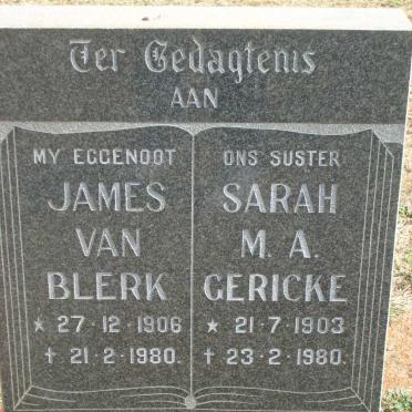 BLERK James, van 1906-1980 :: GERICKE Sarah M.A. 1903-1980
