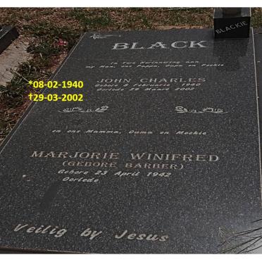 BLACK John Charles 1940-2002 &amp; Marjorie Winifred BARBER 1942-
