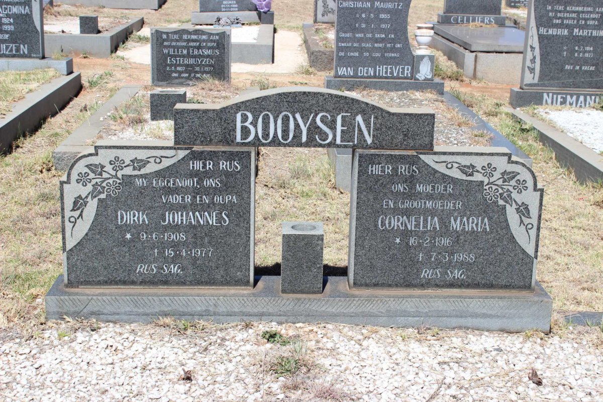 BOOYSEN Dirk Johannes 1908-1977 &amp; Cornelia Maria 1916-1988