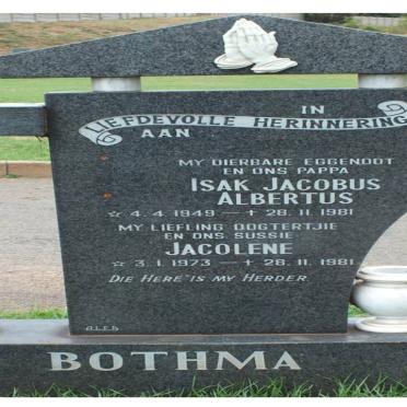 BOTHMA Isak Jacobus Albertus 1949-1981 :: BOTHMA Jacolene 1973-1981