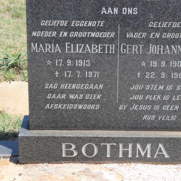 BOTHMA Gert Johannes L. 1907-1984 &amp; Maria Elizabeth 1913-1971