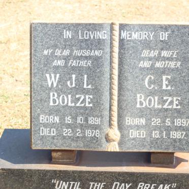 BOLZE W.J.L. 1891-1978 &amp; C.E. 1897-1987