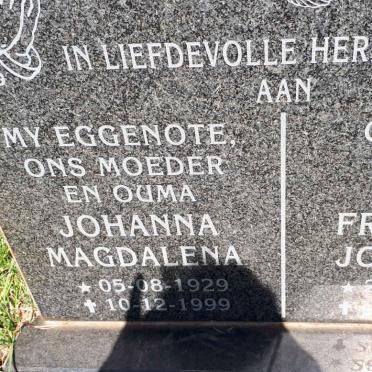 BOTHA Frederick Johannes 1938-2006 &amp; Johanna Magdalena 1929-1999