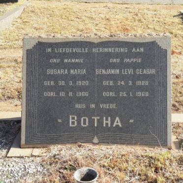 BOTHA Benjamin Levi Ceasar 1928-1968 &amp; Susara Maria 1920-1966