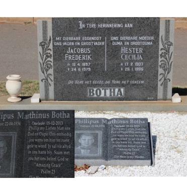 BOTHA Jacobus Frederik 1897-1979 &amp; Hester Cecilia 1907-1995 :: BOTHA Phillipus Marthinus 1934-2013