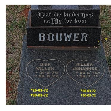 BOUWER Dirk Willem 1972-1972 :: BOUWER Willem Johannes 1972-1972