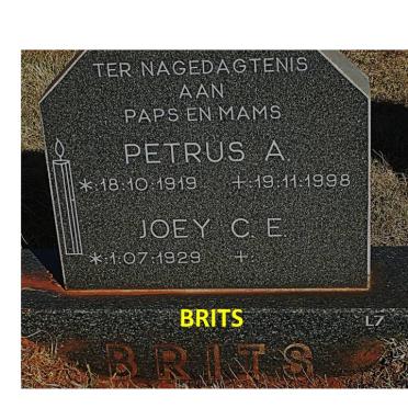 BRITS Petrus A. 1919-1998 &amp; Joey C.E. 1929-