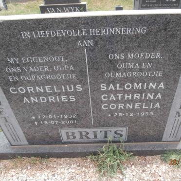BRITS Cornelius Andries 1932-2001 &amp; Salomina Cathrina Cornelia 1933-