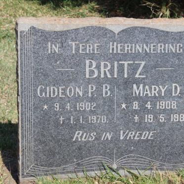 BRITZ Gideon P.B. 1902-1970 &amp; Mary D. 1908-1982