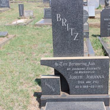 BRITZ Judith Johanna nee VAN ZYL 1949-1971