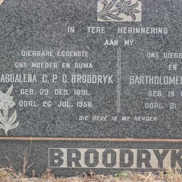 BROODRYK Bartholomeus 1900-1968 &amp; Magdalena C.P.C. 1891-1958