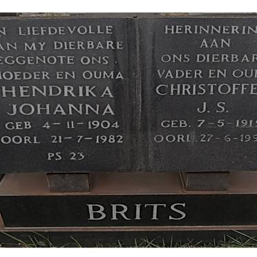 BRITS Christoffel J.S. 1919-1995 &amp; Hendrika Johanna 1904-1982