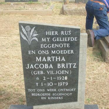 BRITZ Martha Jacoba nee VILJOEN 1920-1979