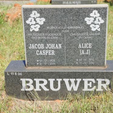 BRUWER Jacob Johan Casper 1908-2001 &amp; A.J. 1919-2004