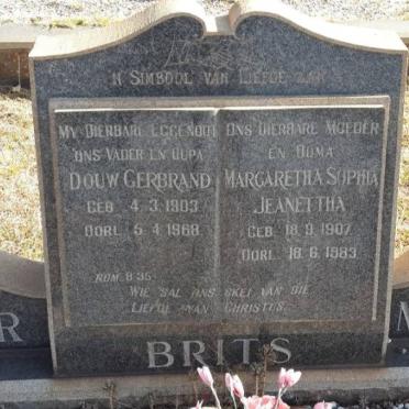 BRITS Douw Gerbrand 1903-1968 &amp; Margaretha Sophia Jeanettha 1907-1983