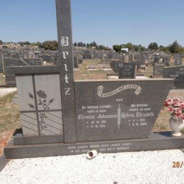 BRITZ Theunis Johannes 1912-1975 &amp; Helena Elizabeth 1920-2002
