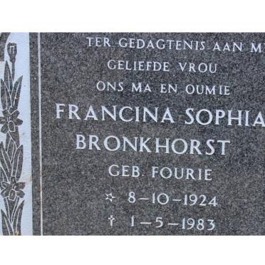 BRONKHORST Francina Sophia nee FOURIE 1924-1983