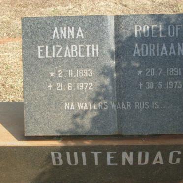 BUITENDAG Roelof Adriaan 1891-1975 &amp; Anna Elizabeth 1893-1972