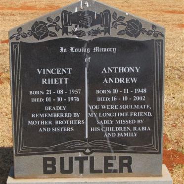 BUTLER Anthony Andrew 1948-2002 :: BUTLER Vincent Rhett 1957-1976