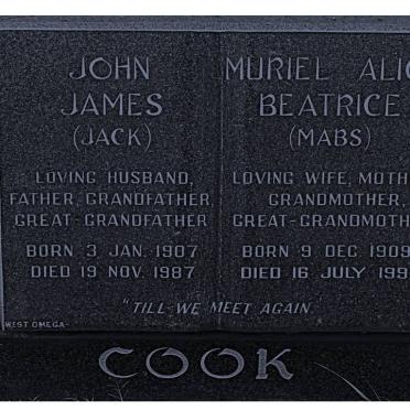 COOK John James 1907-1987 &amp; Muriel Alice Beatrice 1909-1992
