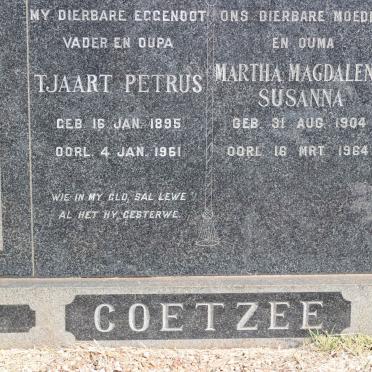COETZEE Tjaart Petrus 1895-1961 &amp; Martha Magdalena Susanna 1904-1964