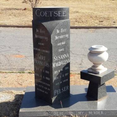 COETSEE Gert Francois 1918-1968 &amp; Susanna Magdalena PELSER 19?9-1957