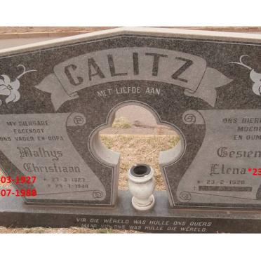 CALITZ Mathys Christiaan 1927-1988 &amp; Gesiena Elena 1928-