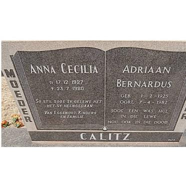CALITZ Adriaan Bernardus 1925-1982 &amp; Anna Cecilia 1927-1980