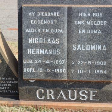 CRAUSE Nicolaas Hermanus 1897-1960 &amp; Salomina 1902-1994