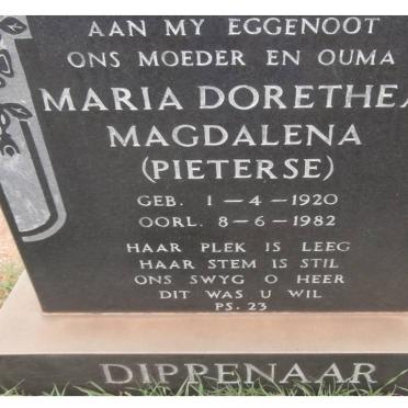 DIPPENAAR Maria Dorethea Magdalena nee PIETERSE 1920-1982