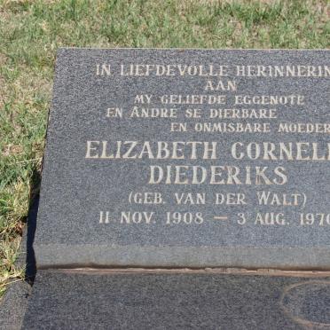 DIEDERIKS Elizabeth Cornelia nee VAN DER WALT 1908-1970